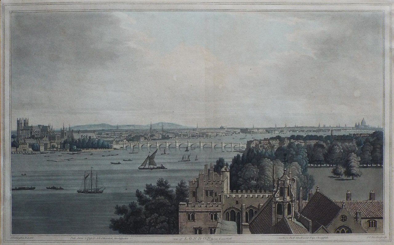 Aquatint - View of London from Lambeth. - Stadler